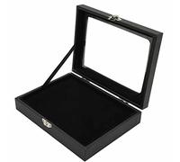 Vitrine à épingles, Couvercle en Verre Transparent, Boîte de Rangement de Bijoux, Boîte à Ombre pour Badges de Maison avec Couvercle Anti-poussière, Bois Composite Robuste et (S)