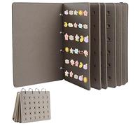 Vitrine à Épingles en Feutre, 26 * 21.3 * 3cm Badge Vitrine avec 4 Trous de Corde et 8 Classeur à Feuilles Mobiles, Peut Contenir Jusqu'à 180 Broches, pour Broches, Bijoux, Bannière (Beige Camel)