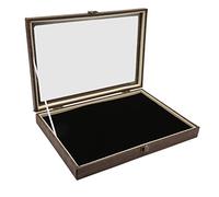 Vitrine à épingles en Velours Noir, Rangement Bijoux en Velour Tiroir à Bijoux Boîte à Bijoux Cuir PU avec Fenêtre Anti-poussière et Fermeture en Métal pour Colliers Boucles d’Oreilles Bracelets