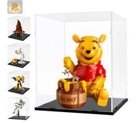 Vitrine Acrylique 3mm pour Collection Lego Winnie l'ourson 43300 Talking Sorting Hat 76429 Disney Pixar 21357 Bumblebee 10338 31152, Boîte Transparente Plexiglas et LED, Intérieur Noir 25x25x30cm