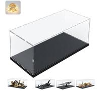 Vitrine Acrylique 3MM pour Collection pour Lego 76304 Batmobile 75425 75356 21334 75399 Figurine, Épaissie Boite Transparente Plexiglas Vitrines et Rangements avec LED, Noir Intérieur 50x20x20cm