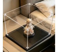 vitrine Acrylique Assemblez Le Support De Boîte D'affichage De Cube, Vitrine Polyvalente en Acrylique Transparent avec Base pour Figurines d'action/Souvenirs/Balle(Black,6x6x12/15x15x30cm)
