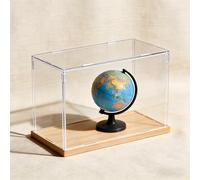 Vitrine Acrylique Boîte Acrylique Grain Bois Allongé, Bacs Rangement Empilables Transparents Maquettes, Vitrines Anti-poussière Objets Collection artisanat, Figurines(30x15xH30cm/12x6x12in)