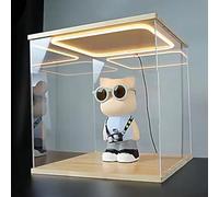 Vitrine Acrylique Boîte en Acrylique Transparent avec Éclairage LED, Vitrine en Acrylique Empilable, Boîte de Rangement Anti-poussière pour Objets de Collection, Vitrine de Comptoir pour Figurines(30x