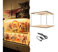 Vitrine Acrylique Boîte Présentation Empilable Plastique 35, 40, 45, 50 cm Long, Vitrine Cubique Objets Collection Éclairage LED Porte, Bacs Rangement Figurines(30x20xH20cm/12x8x8in)