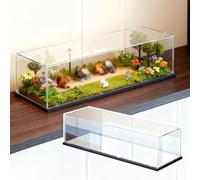 Vitrine Acrylique Boîtes Vitrines pour Figurines Allongées avec Base Miroir, Boîte en Acrylique Transparent Anti-poussière, Bacs Rangement Étanches Grand Espace Rangement(35x15xH30cm/14x6x12in)