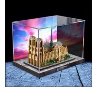 Vitrine acrylique compatible Lego 21061 Cathédrale Notre-Dame à Paris, modèle de protection, anti-poussière, modèle cadeau, transparent, compatible avec Lego (vitrine uniquement) (arrière-plan)