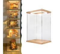 Vitrine Acrylique Grande Boîte Transparente Empilable Éclairée, Vitrine Plastique Étanche Porte, Boîtes de Rangement de Comptoir Anti-poussière Figurines Articulées(15x20xH40cm/6x8x16in)
