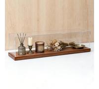 Vitrine Acrylique Longue Vitrine en Acrylique pour Bougies Parfumées/Fleurs Séchées, Grands Bacs Rangement Transparents Base Bois, Boîte Décoration Bureau Anti-poussière(30x15xH30cm/12x6x12in)