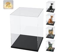 Vitrine Acrylique pour Collection 3MM pour Lego 21349 Chat Bicolore Boux 21376 43020 11373 75398 10323 21347 43230 76463 76467 10358 77072, Boite Transparente, Noir Intérieur 25x25x40cm