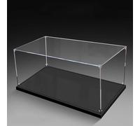 Vitrine Acrylique pour Collection pour Figurine, Grande Boite Plexiglass Transparent Vitrines et Rangements avec Base Bois-Plastique & Lumière, Noir Intérieur 50x50x15cm