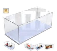 Vitrine Acrylique pour Collection pour Lego 10330 43268 10353 76450 10295 42170 Figurine, Boite Transparente Plexiglas Vitrines et Rangements avec Base Bois-Plastique &LED, Blanc Intérieur 40x20x20cm