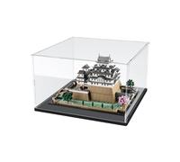 Vitrine Acrylique pour Collection pour Lego 21060 Château Himeji pour 60413 Lavion Sauvetage Pompiers 75357 21327 Épaissie Boite Transparente Plexiglas Vitrines avec LED, Noir Intérieur 35x35x20cm