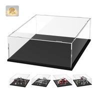 Vitrine Acrylique pour Collection pour Lego 75389 Faucon Noir 75394 75337 75354 Figurine, Boite Plexiglas Transparente Vitrines et Rangements avec Base Bois-Plastique & LED, Noir Intérieur 50x40x20cm