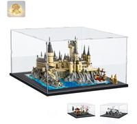 Vitrine Acrylique pour Collection pour Lego 76419 Château Domaine Poudlard pour 10315 Jardin Paisible 42158 21060, Boite Plexiglas Transparente Vitrines Rangements avec LED, Noir Intérieur 40x30x25cm