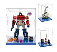 Vitrine Acrylique pour Figurine,Boîte de Présentation Transparent pour Optimus Prime 10302,Guitare 21329,76989 Horizon Forbidden West(30x20x40cm,Base Bleue)