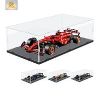 Vitrine Acrylique pour Lego 42207 F1 Ferrari SF-24 42206 F1 Oracle Red Bull Racing RB20 42171 42141, Boite Transparente Plexiglas Vitrines avec Base Bois-Plastique & Lumière, Noir Intérieur 70x30x20cm