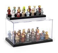 Vitrine Acrylique pour Lego avec 3 Couches Empilable Briques Plaque Figurine Boite Rangement Plexiglass Transparent Collection Mini Maquette Jouets Exposition Kit Construction Anti-Poussière