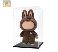 Vitrine Acrylique pour Popmart Labubu Zimomo Peluche I Found You Angel in Clouds Collection Figurine, Boite Plexiglass Transparent Vitrines et Rangements avec Base Bois, Noir Intérieur 35x30x60cm