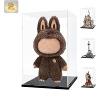 Vitrine Acrylique pour Zimomo Peluche Collection pour LEGO 76437 Terrier Édition Collector 43263 21335 Figurine Boite Plexiglass Transparente Vitrines avec Base Bois Lumière, Noir Intérieur 35x30x60cm