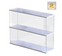 Vitrine Acrylique Présentoir Deux Éages pour Funko Pop Figurine 11.5cm &LED | Boîte Plexiglas Transparente pour Popmart pour One Piece Voitures Collection 1/32 1/43 Miniatures, Base Blanc 39.5x9.6x27.5cm