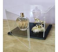 Vitrine Acrylique Transparente Assemblée, Porte Ouvrable, Base Epaissie, Vitrine Etanche à la Poussière (30x15x25cm/12x6x10inch)