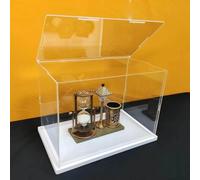 Vitrine Acrylique Transparente Assemblée, Porte Ouvrable sur Le Dessus, Base Epaissie, Vitrine Etanche à la Poussière (25x10x14.5cm/10x4x5.7in)