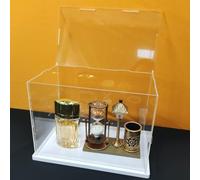 Vitrine Acrylique Transparente Assemblée, Porte Ouvrable sur Le Dessus, Base Epaissie, Vitrine Etanche à la Poussière (20x15x15cm/8x6x6in)