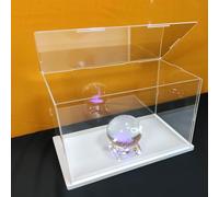 Vitrine Acrylique Transparente Assemblée, Porte Ouvrable sur Le Dessus, Base Epaissie, Vitrine Etanche à la Poussière (55x33x30cm/22x13x12in)