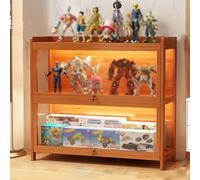 Vitrine Acrylique Transparente avec Éclairage LED Vitrine pour Collection avec Porte À Tiroir Verrouillable Résistant À La Poussière et À L'humidité pour Salon, Chambre, Entrée(Orange,80x32.4x72cm)