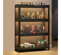 Vitrine Acrylique Transparente avec Éclairage LED Vitrine pour Collection avec Porte À Tiroir Verrouillable Résistant À La Poussière et À L'humidité pour Salon, Chambre, Entrée(Black,70x32.4x106cm)