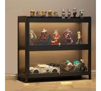 Vitrine Acrylique Transparente avec Éclairage LED Vitrine pour Collection avec Porte À Tiroir Verrouillable Résistant À La Poussière et À L'humidité pour Salon, Chambre, Entrée(Black,80x32.4x72cm)