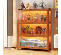 Vitrine Acrylique Transparente avec Éclairage LED Vitrine pour Collection avec Porte À Tiroir Verrouillable Résistant À La Poussière et À L'humidité pour Salon, Chambre, Entrée(Orange,80x32.4x106cm)