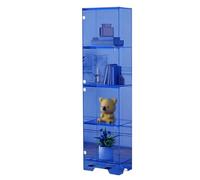Vitrine Acrylique Transparente Grande Taille Vaisselier Vitrine avec Porte Antis-poussière Vitrine Multicouche Peu Encombrante pour L'affichage de La Collection(Blue,43x28x155cm)