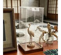 Vitrine Acrylique Vitrine Acrylique Figurines D'animaux Base Bois, Boîtes Rangement Hautes, Vitrine Anti-poussière pour Figurines/Objets Collection, Montage Facile(10x15xH30cm/4x6x12in)