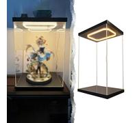 Vitrine Acrylique Vitrine Éclairée pour Figurines Articulées de Grande Taille, Boîte Transparente Porte, Base Bois Noir, Dimensions : 20 à 60 cm. Grandes Vitrines Plastique(20x30xH30cm/8x12x12in)