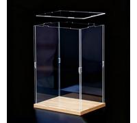 Vitrine Acrylique Vitrine Empilable en Acrylique avec Base en Bois, Boîte de Rangement Transparente en Plastique pour Figurines de Grande Taille(10x15xH30cm/4x6x12in)