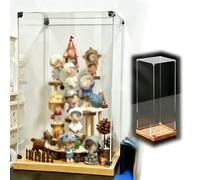 Vitrine Acrylique Vitrine Empilable Haute en Acrylique avec Base en Bois, Boîte de Connexion Triangulaire Métal pour Présentation, Meuble Rangement Figurines Collection(40x50xH70cm/16x20x28in)