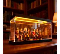Vitrine Acrylique Vitrine en Acrylique pour Petites Miniatures, Boîtes de Présentation Longues Lumière Chaude Plusieurs Figurines/Poupées, Boîtes Rangement Couvercle(25x20xH15cm/10x8x6in)