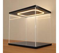 Vitrine Acrylique Vitrine Lumineuse LED en Acrylique avec Porte, Boîte de Présentation Transparente Anti-poussière, pour Collections/modèles/Figurines(25x25x40cm(10x10x16in))