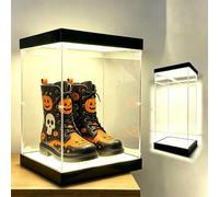 Vitrine Acrylique Vitrine Lumineuse LED Transparente en Acrylique, Vintage Rangement Plusieurs Casques Miniatures Baseball, Grande Boîte Rangement Rectangulaire Assembler(55x55xH55cm/22x22x22in)