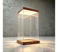 Vitrine Acrylique Vitrine sur Pied 20,25,30,40,50,60,70,75cm, Socle en Bois | Vitrine en Acrylique Transparent Anti-poussière Éclairage Intégré, Boîte Rangement Empilable(50x70xH75cm/20x28x30")