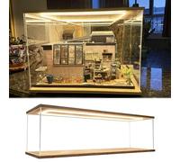 Vitrine Acrylique Vitrine Transparente Éclairée pour Miniatures - Boîtiers en Acrylique Anti-poussière Longueurs de 45 50 55 60 cm Grands Bacs Rangement Empilables(35x25xH20cm/14x10x8in)