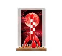 Vitrine anti-poussière en acrylique pour LE*GO 21367 Les aventures de Tintin : Moon Rocket, boîte de présentation de protection transparente pour jouet de collection, décoration d'intérieur (fond B-3