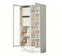 Vitrine Argentier Blanche 80x40x160cm Armoire Portes Vitrées Avec 2 Tiroirs Meuble De Rangement Multifonction Pour Bureau∬érieur