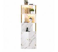 Vitrine-Argentier Coloris Blanc 38x38x180cm Meuble D'angle À 2 Portes Éclairage LED Et Prises Rangement Cuisine Salon Salle À Manger