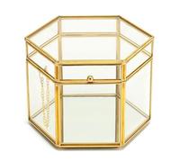 VITRINE - ARGENTIER - VAISSELIER avec base en miroir, boîte à bijoux élégante dorée et transparente 18 cm 27779RGSG