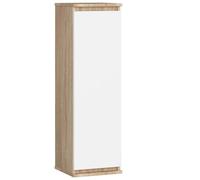 Vitrine armoire AKORD W30 Chêne Sonoma 30 cm 1 porte façade Blanche 3 étagères 30x30x99 cm