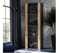 Vitrine Armoire Komodee TIVOLI - sans LED - Bois naturel et Noir - 55 x 159 x 35 cm