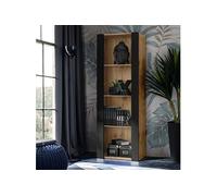Komodee Vitrine Armoire Tivoli, Wotan/Noir, Largeur 55cm x Hauteur 159cm x Profondeur 35cm, sans LED, 3 étagères en Verre, pour Salon, Chambre, Entrée
